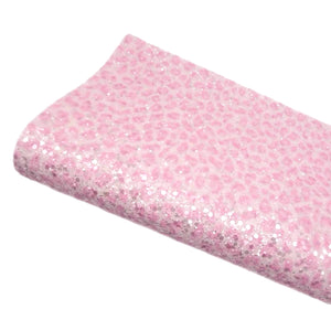 (New)Light Pink Leopard Printed Chunky Glitter