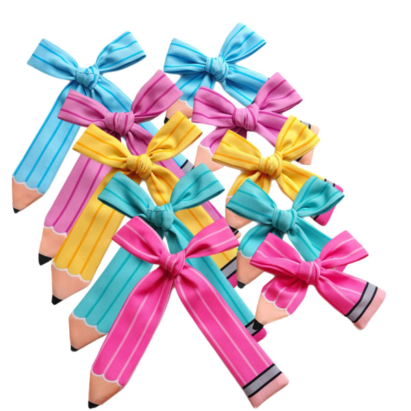 Turquoise Pencil Serged Edge Bow
