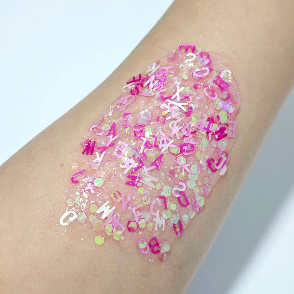 Pink Alphabet Glitter Hair Gel