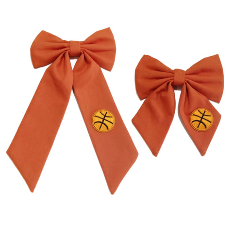 Orange Basketball Patch Closed Edge Bow
