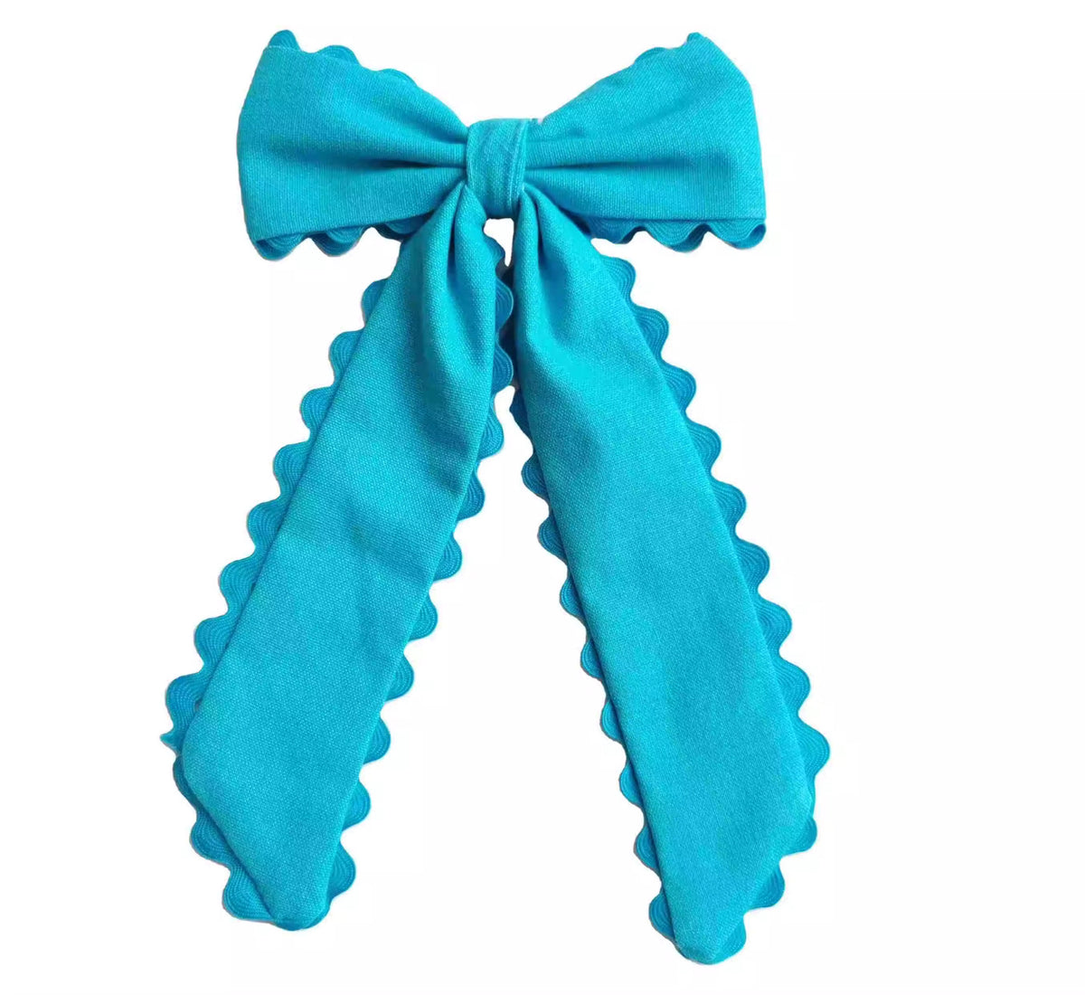 Turquoise Ric Rac Long Tail Bow – Marmalade Skies
