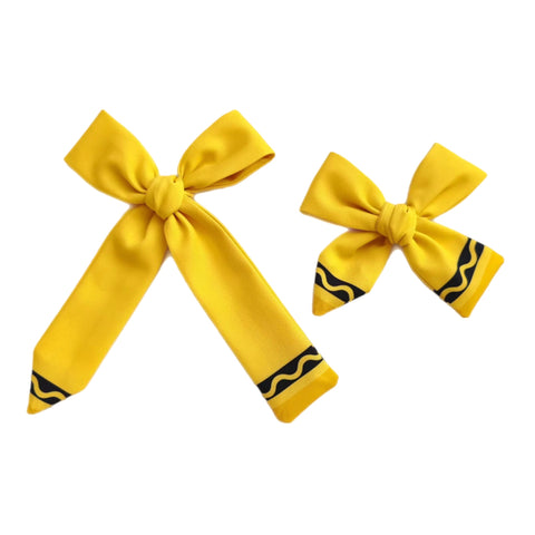 Yellow Crayon Fabric Bow