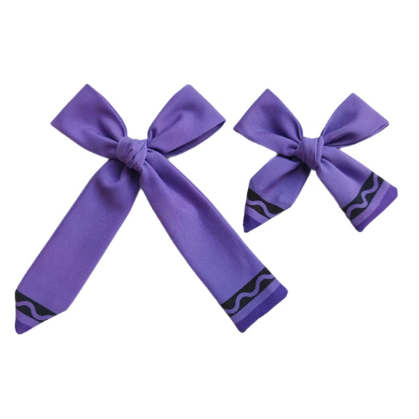 Purple Crayon Fabric Bow