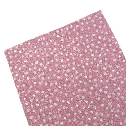 (NEW) Pink w/ White Polka Dots Chunky Glitter