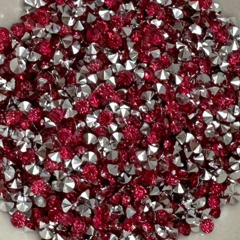 Raspberry & Silver Metallic Bottom Diamonds