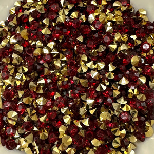 Ruby Red & Gold Metallic Bottom Diamonds