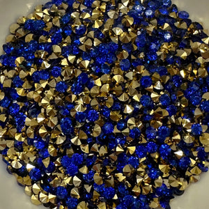 Royal Blue & Gold Metallic Bottom Diamonds