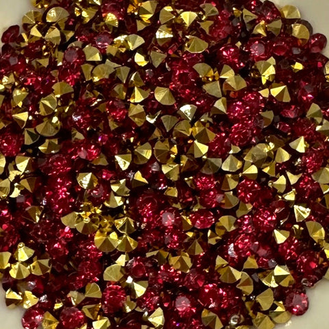 Raspberry & Gold Metallic Bottom Diamonds