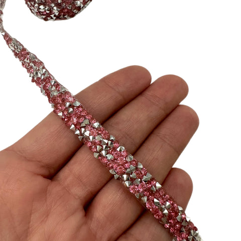 Pink & Silver Metallic Diamond Trim (10MM)