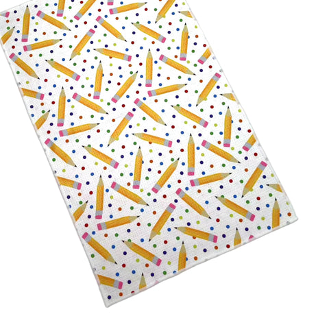 Polka Dots & Pencils Double-Sided Hand Towel