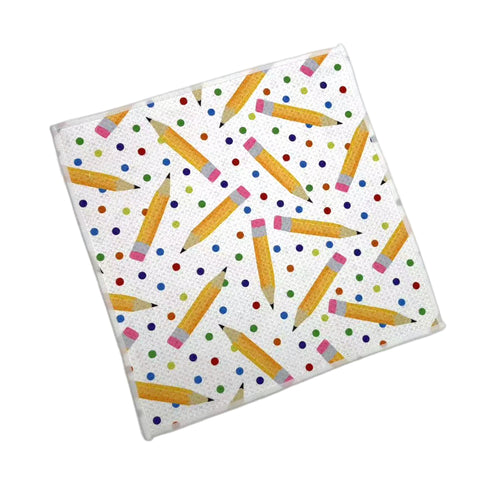Polka Dots & Pencils Double-Sided Wash Cloth