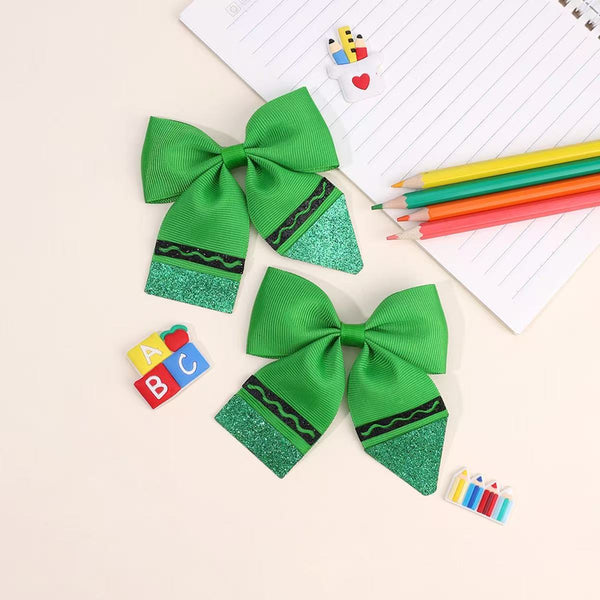 Perfect Crayon Piggy Ribbon Bows (Set of 2)