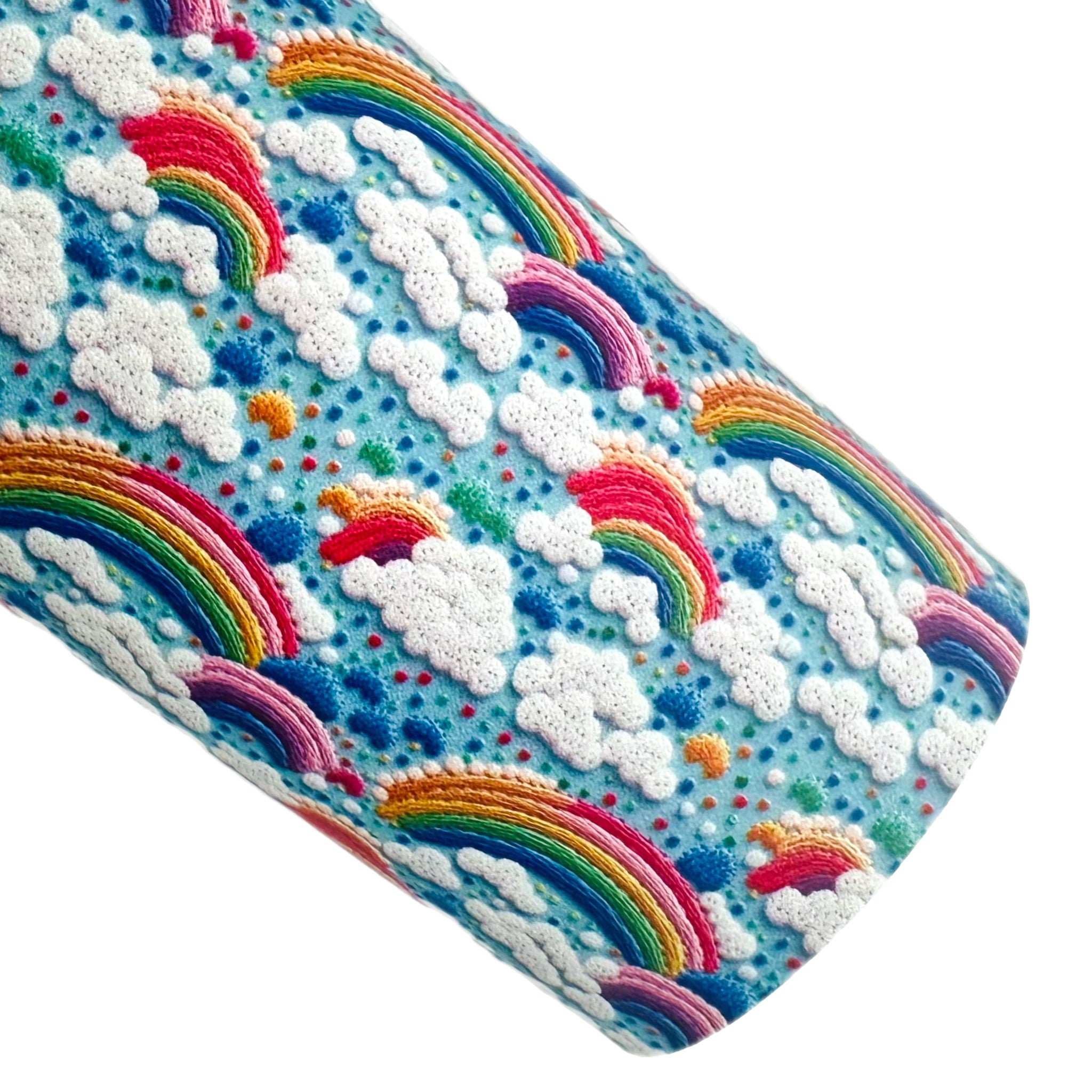 Needle Point Like Cloud & Rainbows Custom Faux Leather