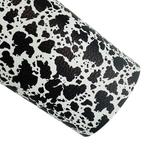 Black Cow Print Custom Faux Leather