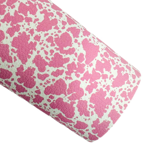 Pink Cow Print Custom Faux Leather
