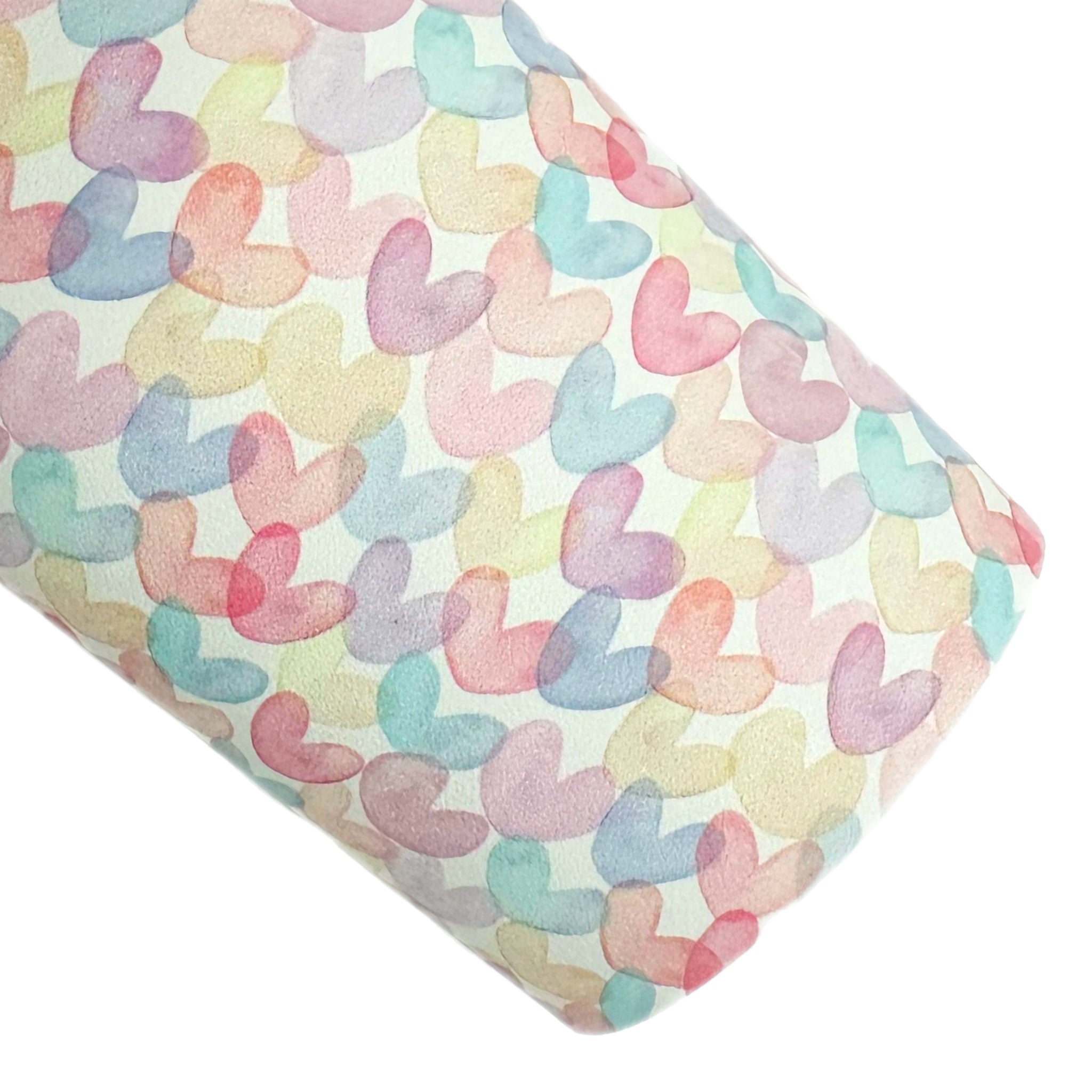 Watercolor Hearts Custom Faux Leather