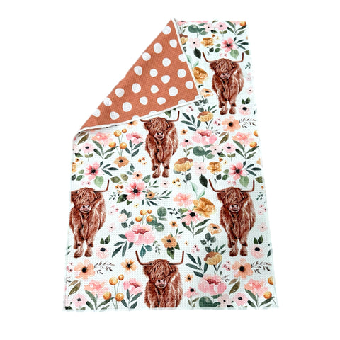 Highland Cow Reversible Hand Towel