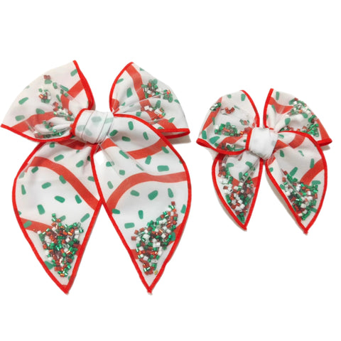 Debbie Cake Sequin Serged Edge Shaker Bow w/ Pattern Back