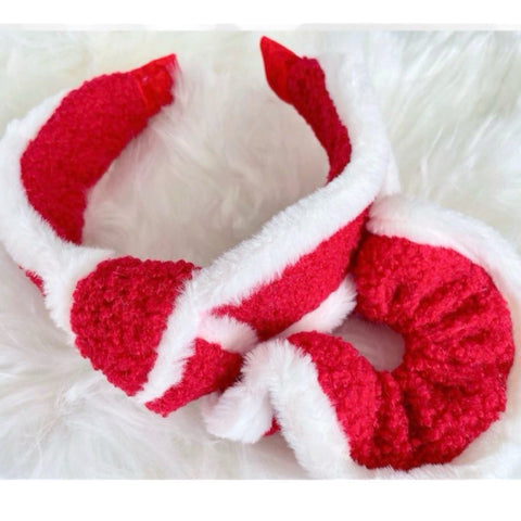 Jolly Santa Suit Knotted Headband & Scrunchie