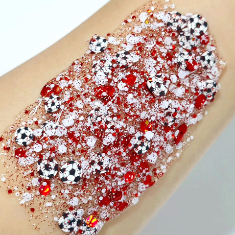 Red and White Soccer Soccer Glitter Hair Gel