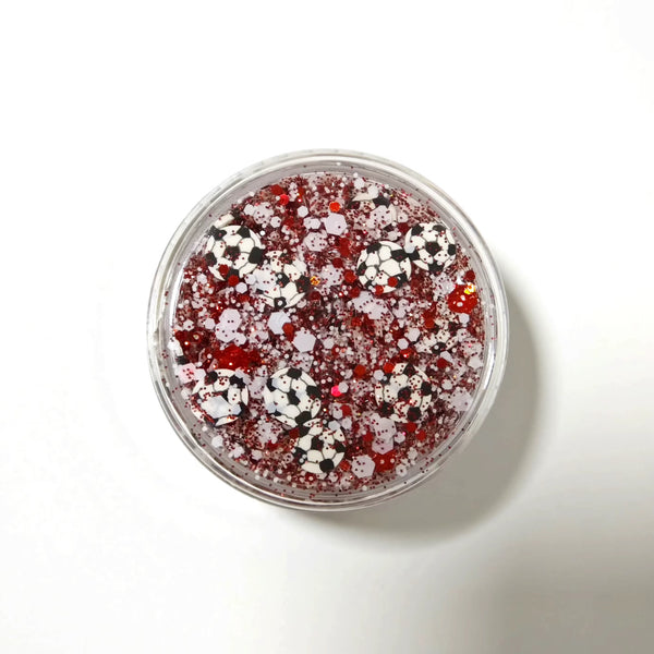 Red and White Soccer Soccer Glitter Hair Gel