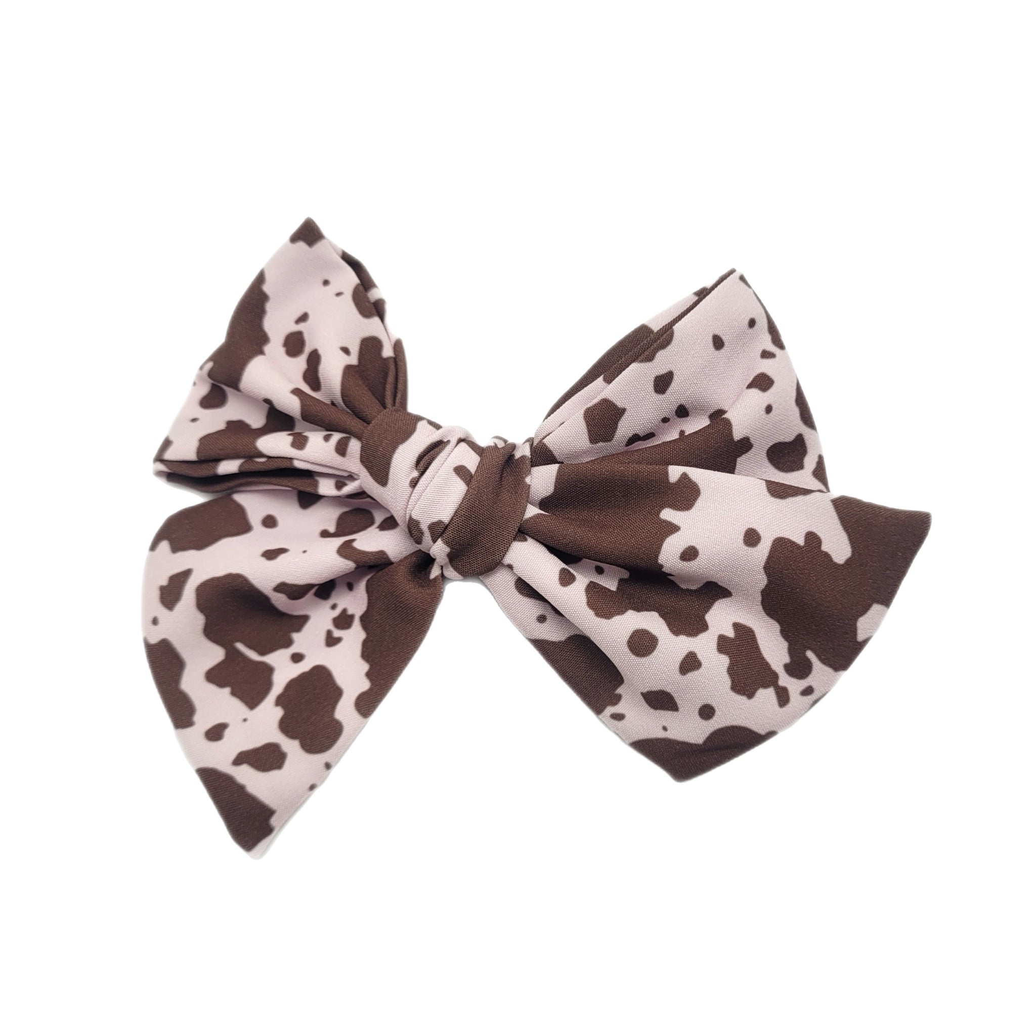 Brown Cow 5" Pre-Tied Fabric Bow