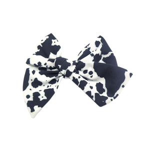 Black Cow 5" Pre-Tied Fabric Bow