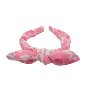 Pink Cow Hand Tied Knotted Bow Headband