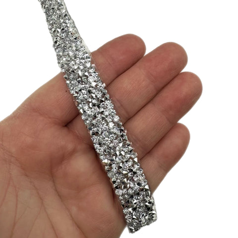 Silver & Silver Metallic Diamond Trim (15MM)