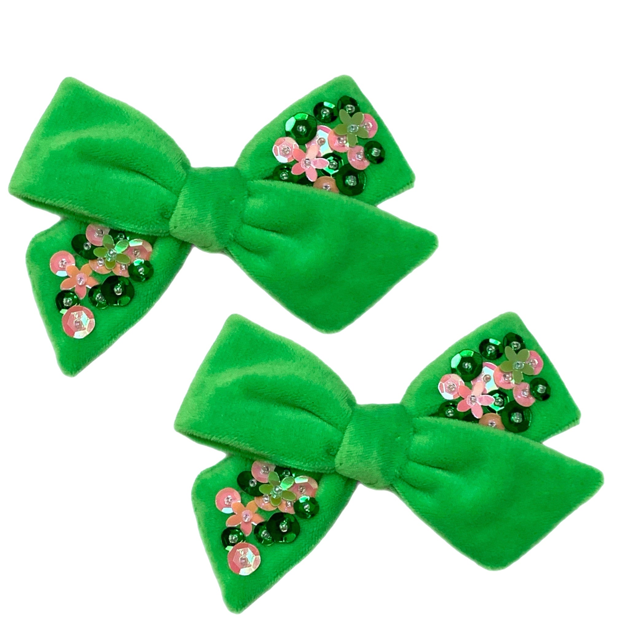 Green St. Paddy's Day Velvet Sequin Bow