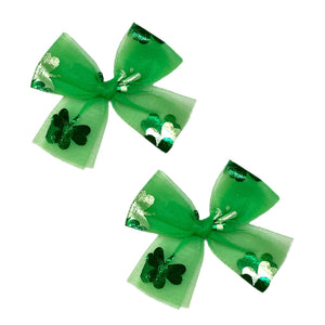 Small Green Clover Tulle Bow