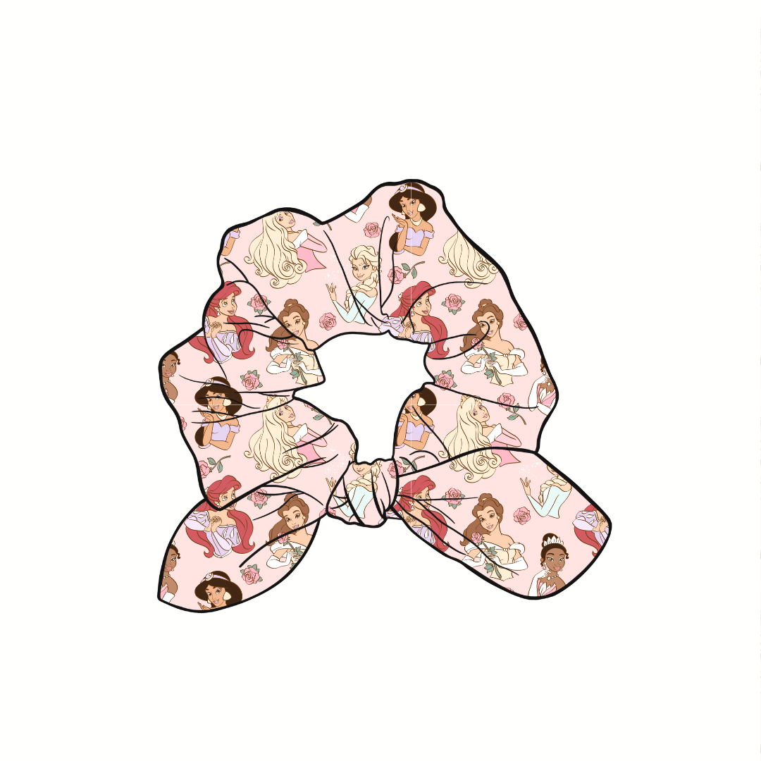 (Pre-Order) All the Princesses Hand Tied  Knotted Bow Scrunchie