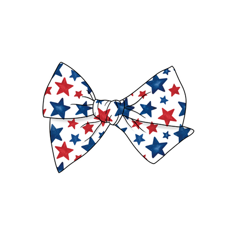 Red & Blue Stars 5" Pre-Tied Fabric Bow