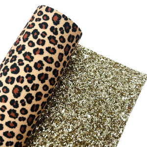 Leopard Backed Gold Chunky Glitter