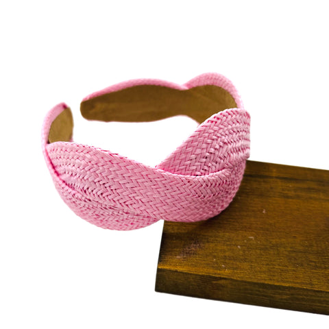 Light Pink Rattan Criss Cross Headband
