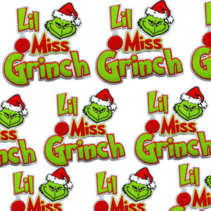 Lil Miss Grinch Chenille Iron On Patch