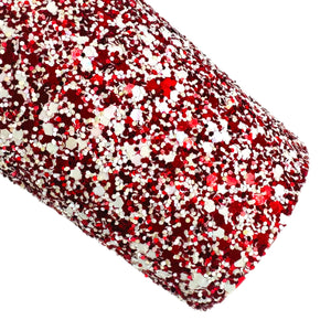 Red and White Mix Chunky Glitter