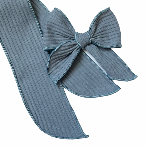 Dark Gray Rib Knit Serged Edge Bow Strip (Set of 3)