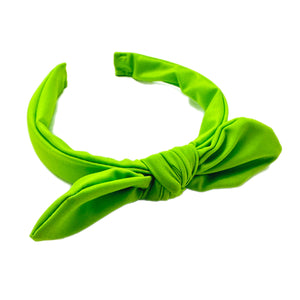 Lime Green Hand Tied Knotted Bow Swim Headband