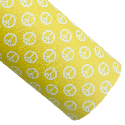 Yellow Peace Signs Custom Print on Smooth Faux Leather
