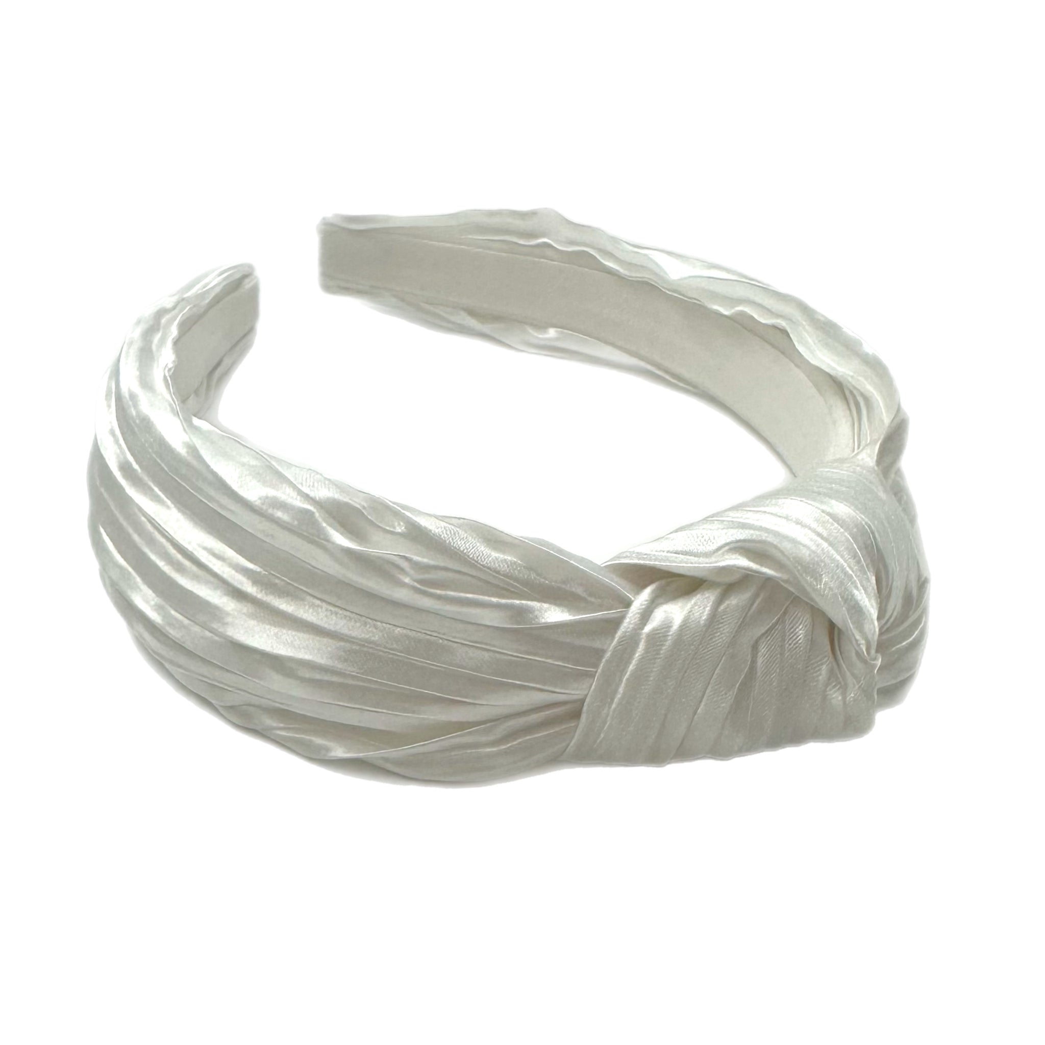 White Plisse Knotted Headband