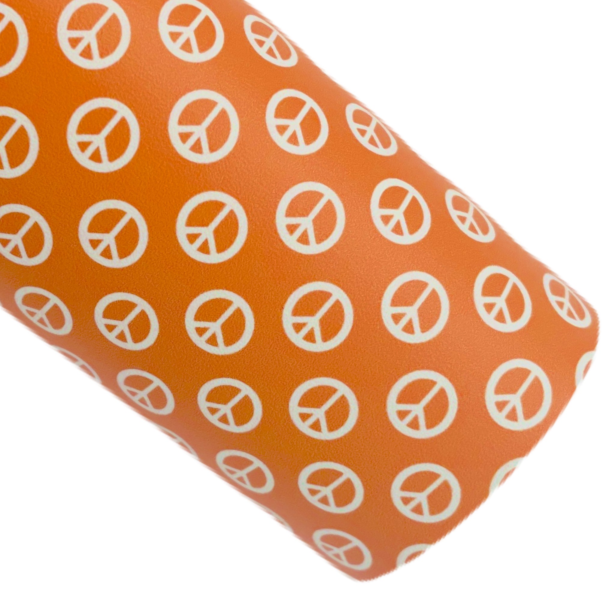 Orange Peace Signs Custom Print on Smooth Faux Leather