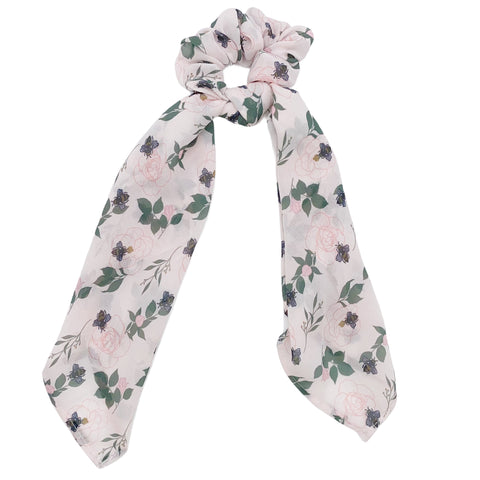 Sweet Bee Floral Chiffon Scarf Scrunchie