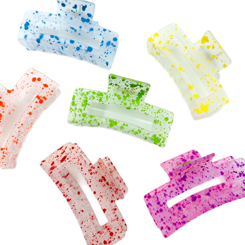 Paint Splatter Rectangle Claw Clips