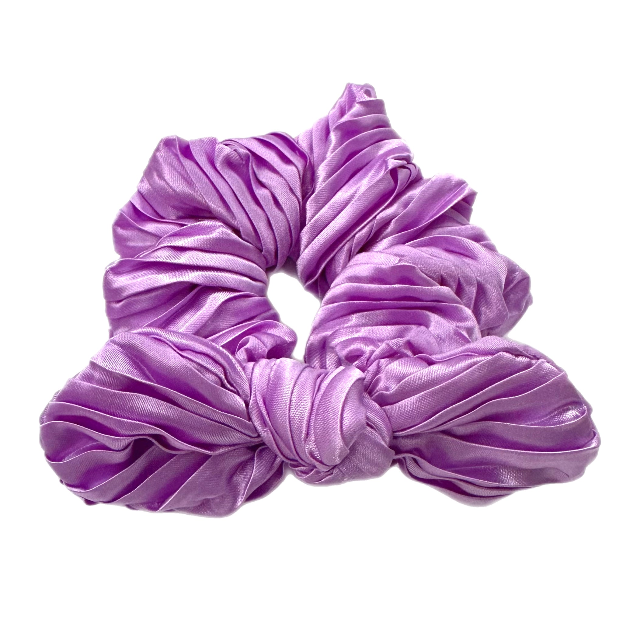 Light Purple Plisse Hand Tied Knotted Bow Scrunchie