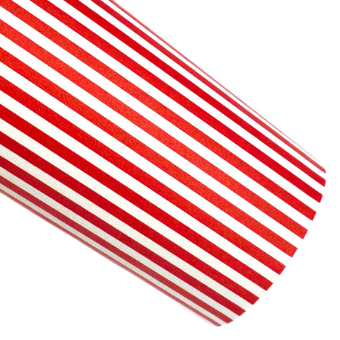 Red & White Stripe Custom Faux Leather