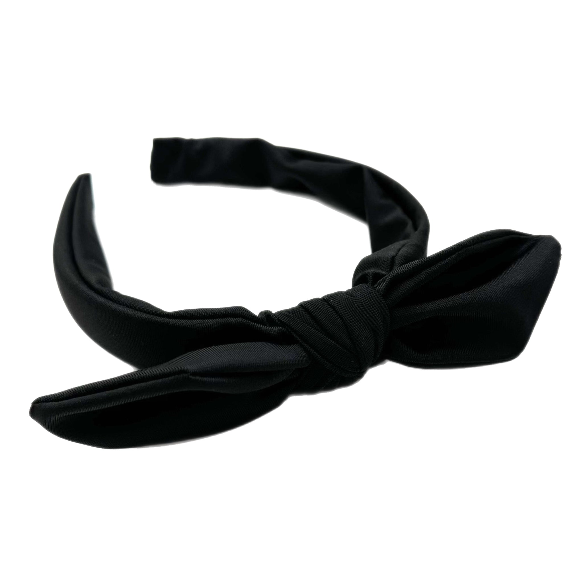 Black Hand Tied Knotted Bow Swim Headband
