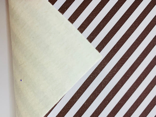 Brown and White Bold Stripe Faux Leather