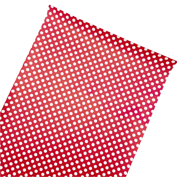 Hot Pink & White Polka Dots Custom Print on Textured Faux Leather