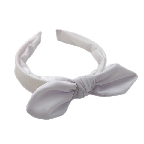 White Hand Tied Knotted Bow Swim Headband